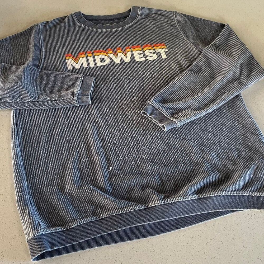 Boxercraft Midwest Thermal Retro Vintage Pullover Oversized Sweatshirt Size L